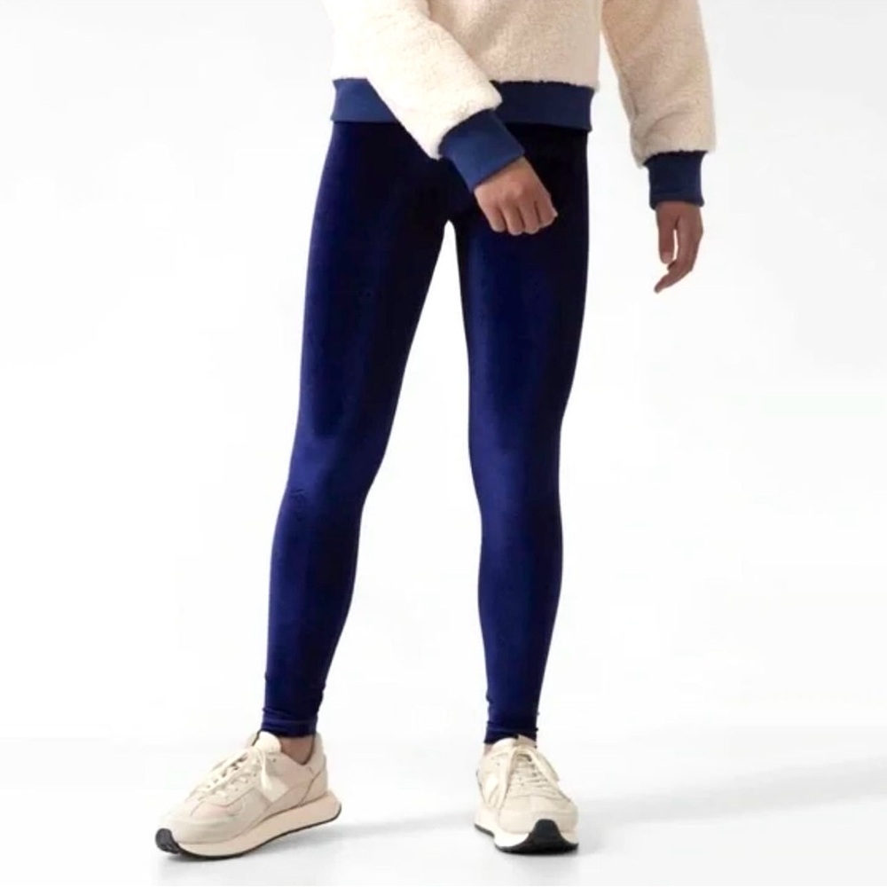 NWT Athleta Girl High Rise Chit Chat Blue Velvet Levgings